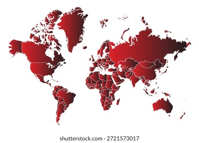 Globale Karte mit rotem Farbverlauf und Länderumrissen