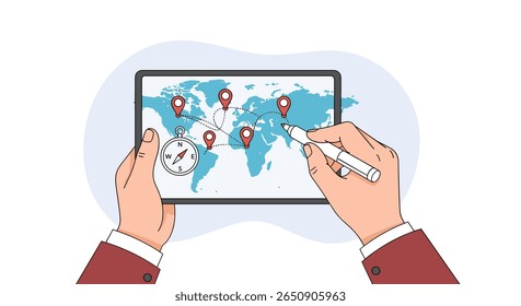 Global mapping technology innovation connecting business operations worldwide