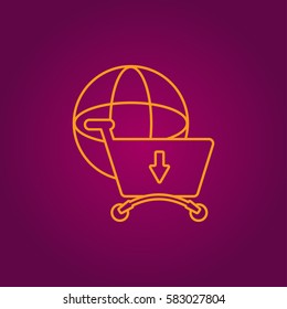 global market concept - globe inside shopping cart