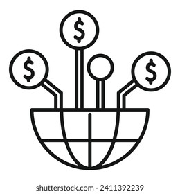 Global market direct icon outline vector. Team chart. Emerging market