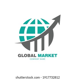 Global market with globe and arrow