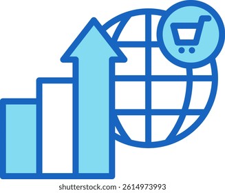 Global Market Icon Blue Vector Illustration