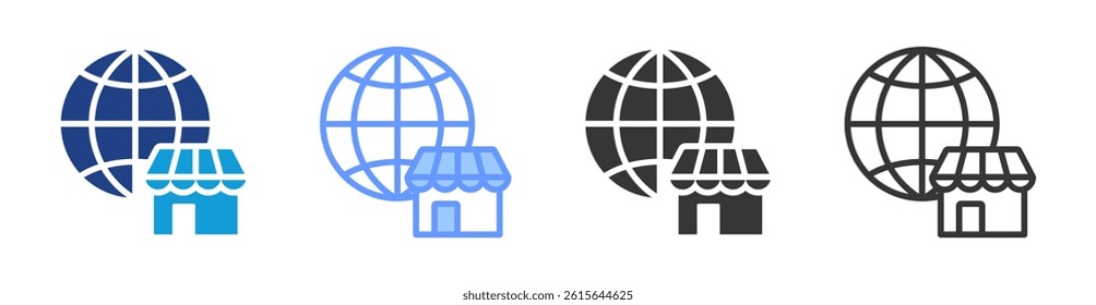 Global Market icon set multiple style collection
