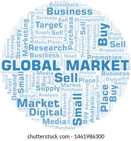 Global Market word cloud. Vector made with text only