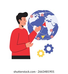 Global Marketing  Flat vector illustration.