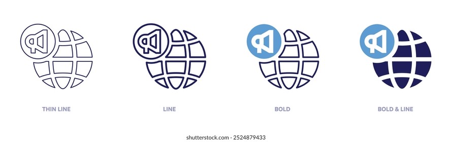 Global marketing icon in 4 different styles. Thin Line, Line, Bold, and Bold Line. Duotone style. Editable stroke.