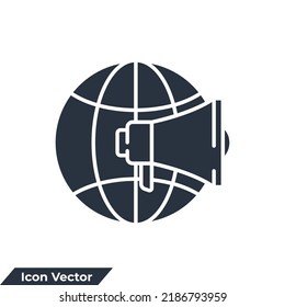 ilustración vectorial del icono de marketing global. plantilla de símbolo de globo y megáfono para la colección de diseño gráfico y web