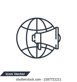ilustración vectorial del icono de marketing global. plantilla de símbolo de globo y megáfono para la colección de diseño gráfico y web