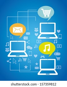global marketing icons over blue background vector illustration  