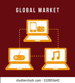 global marketing icons over red wine background vector illustration global marketing icons over red wine background vector illustration
