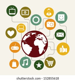 global marketing icons over white background vector illustration  
