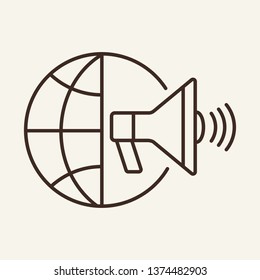 Global marketing line icon. Globalization, global news, propaganda. Global concept. Vector illustration can be used for topics like business, internet, media