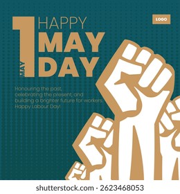 Global Mayday Protests: Trabalhadores exigem justiça, igualdade e direitos trabalhistas justos, cartão de saudação para o Dia do Trabalho ou Dia Internacional dos Trabalhadores com um conjunto de ferramentas
