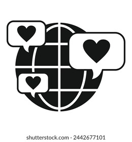 Globaler Medieninhalt Symbol einfacher Vektor. Viele mögen Post. Internationaler Influencer