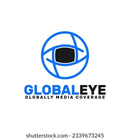 plantilla de logotipo de medios globales en esta plantilla de logotipo todo el mundo está siendo observado por un ojo
