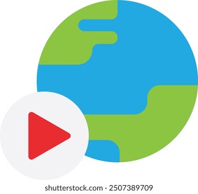 Global Media Network Icon Vector Flat Illustration