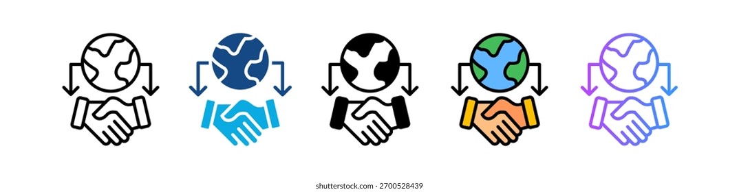 Icono de mediación global Ilustración vectorial múltiple