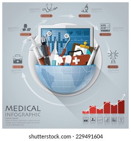 Global Medical And Health Infographic With Round Circle Diagram