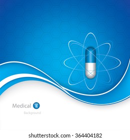 Global medicine background.Blue pill vector
