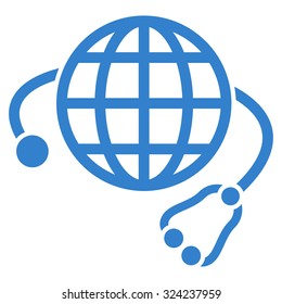 Global Medicine vector icon. Style is flat symbol, cobalt color, rounded angles, white background.