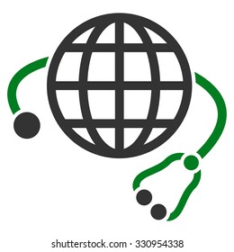 Global Medicine vector icon. Style is bicolor flat symbol, green and gray colors, rounded angles, white background.