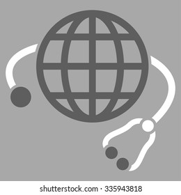 Global Medicine vector icon. Style is bicolor flat symbol, dark gray and white colors, rounded angles, silver background.