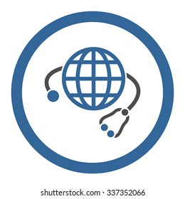 Global Medicine vector icon. Style is bicolor flat rounded symbol, cobalt and gray colors, rounded angles, white background.