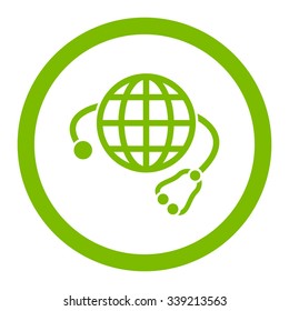 Global Medicine vector icon. Style is flat rounded symbol, eco green color, rounded angles, white background.