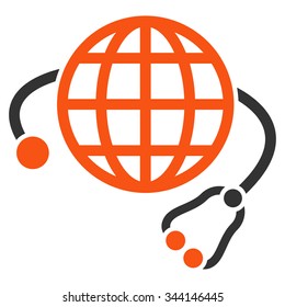 Global Medicine vector icon. Style is bicolor flat symbol, orange and gray colors, rounded angles, white background.