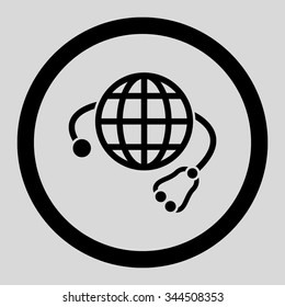 Global Medicine vector icon. Style is flat rounded symbol, black color, rounded angles, light gray background.