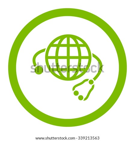 Global Medicine vector icon. Style is flat rounded symbol, eco green color, rounded angles, white background.