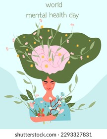 Global Mental Health Day plays a vital role in promoting comprehensive well-being. Mental disorders can profoundly affect feelings, thought patterns, actions, and interpersonal connections. Vector.