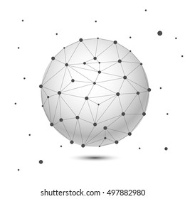 Global mesh sphere. Abstract geometric shape with spherical severed off triangular faces.