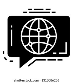 Global message glyph vector icon 