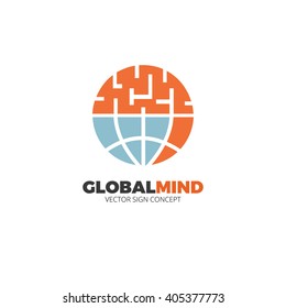 Global Mind Logo Design. This logo could be used for successful businesses and service. Brain and Globe icons.