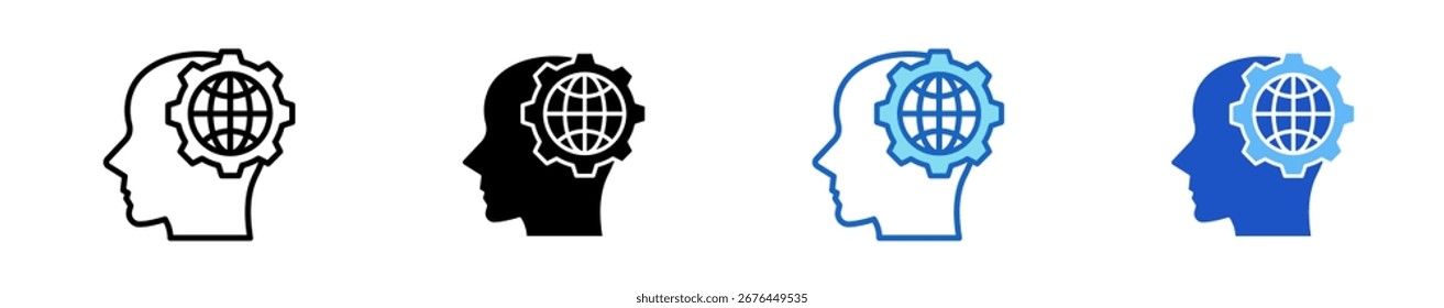 Global Mindset Icon Set Multiple Style Collection