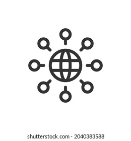 Global minimal line icon. Web stroke symbol design. Global sign isolated on a white background. Premium line icon.