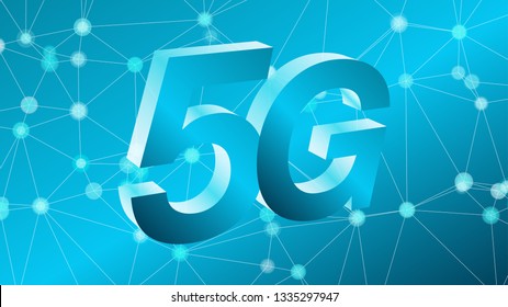 Global mobile system 5g network 3d vector illustration