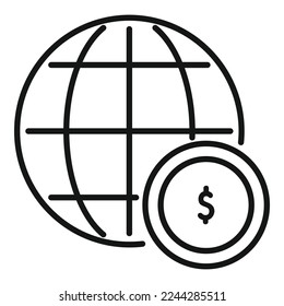 Global monetize icon outline vector. Mobile money. Content report
