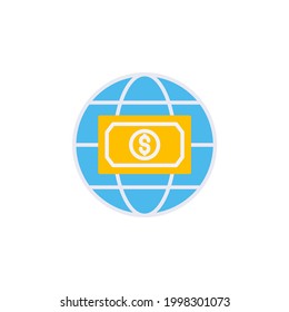Global money icon illustration flat style