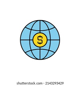 global, money line icon. Elements of finance illustration icon. Premium quality graphic design icon. Can be used for web, logo, mobile app, UI, UX