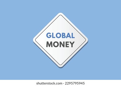Botón de texto de Dinero Global. Botones Web de etiqueta de icono de signo de dinero global