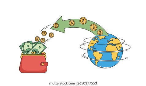 Transferência De Dinheiro Global Da Sua Carteira Para A Economia Mundial