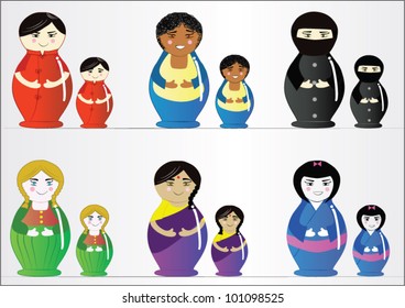 Global mother dolls.vector illustration