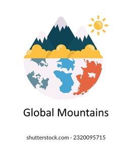 Icono plano del vector de las montañas globales, ilustración de diseño. Símbolo de naturaleza y ecología sobre fondo blanco Archivo EPS 10