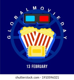 Global Movie Day flat design vector illustration