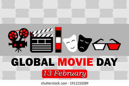 Global Movie Day flat design vector illustration