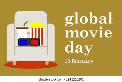 Global Movie Day flat design vector illustration