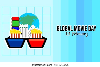 Global Movie Day flat design vector illustration