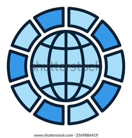 Global Multipolarity vector concept blue icon or sign